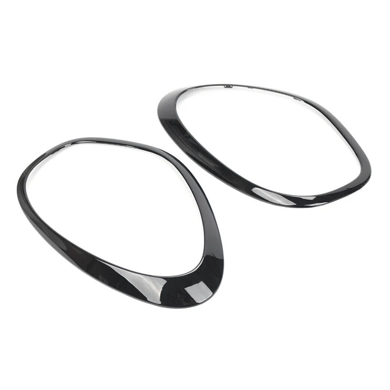 2 Piece Front Headlight Lamp Bezel Trim Car Accessories Bright Black For BMW MINI Cooper R60 2011-2016