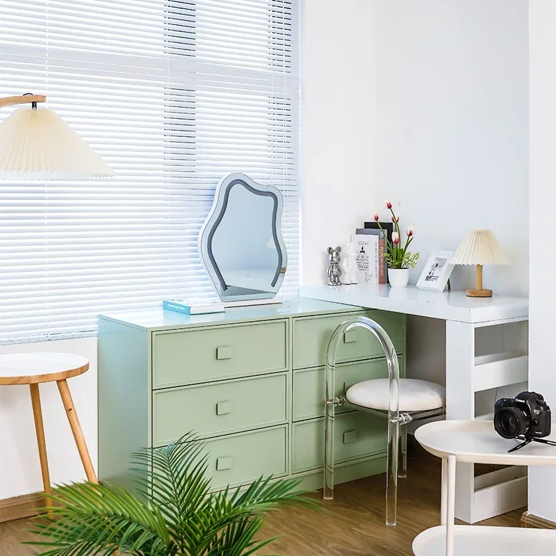 Six-chest cabinet dresser integrated cream wind solid wood makeup table modern simple storage cabinet corner