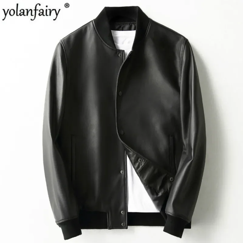 

2020 New Sheepskin Coat Autumn Genuine Leather Jacket Men Motorcycle Bomber Jacket Plus Size Veste Cuir Homme KFS19M019 KJ2171