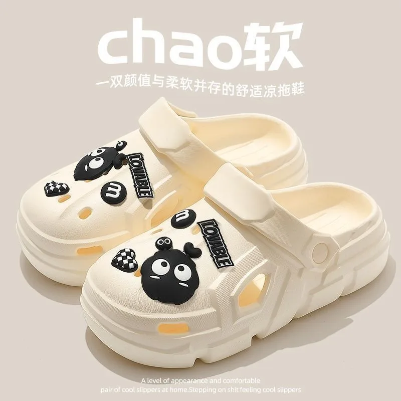 Cute Disney Kawaii Pooh Croc Shoes Women's Summer Outdoor Wear Indoor Home Non-Slip Thick Soled Couple Sandals and Slippers Gift