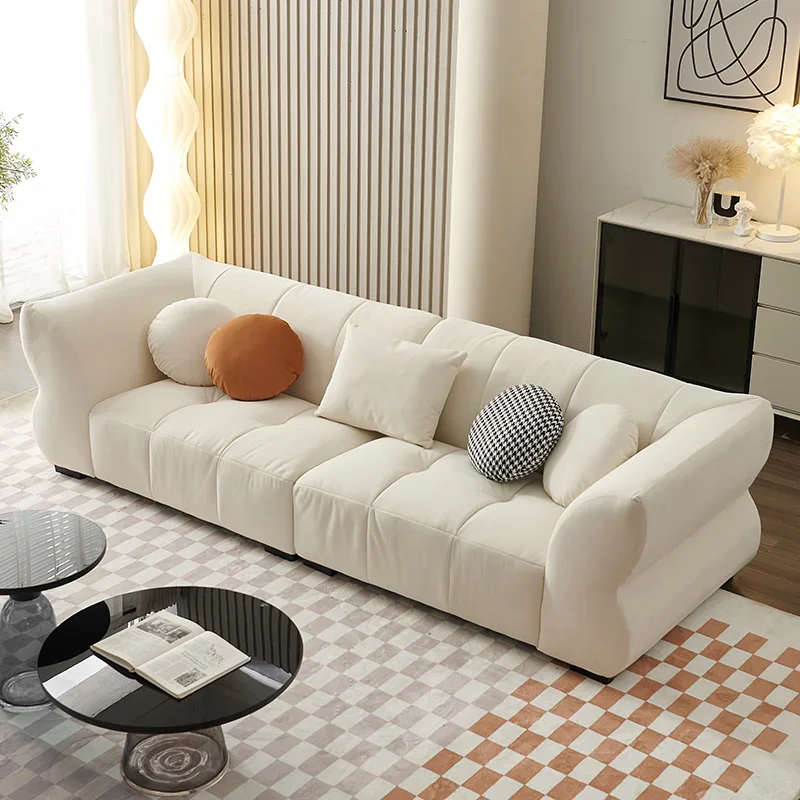 

Minimalist fabric sofa cream style modern simple small apartment living room leisure Nordic straight row cloud sofa combination