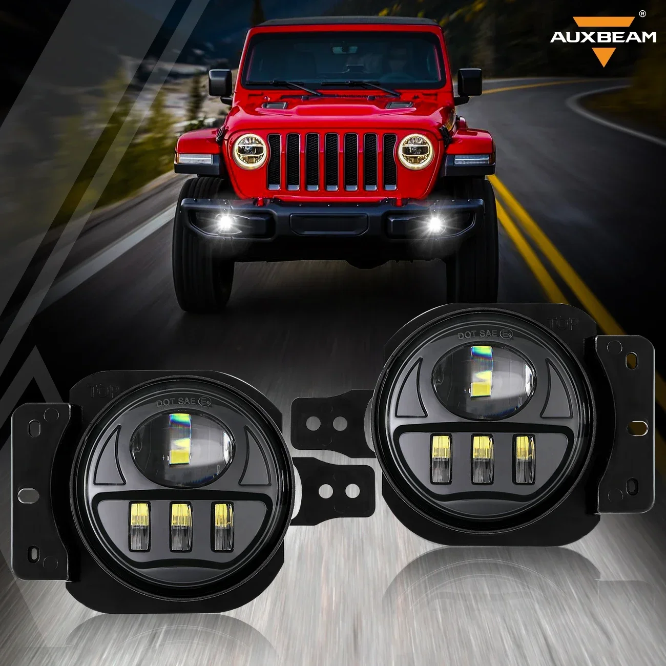 1 Pair LED Fog Lights for Jeep Wrangler JL 2018-2023 Driving Passing Lights Headlight 12V 6000K IP67 Waterproof