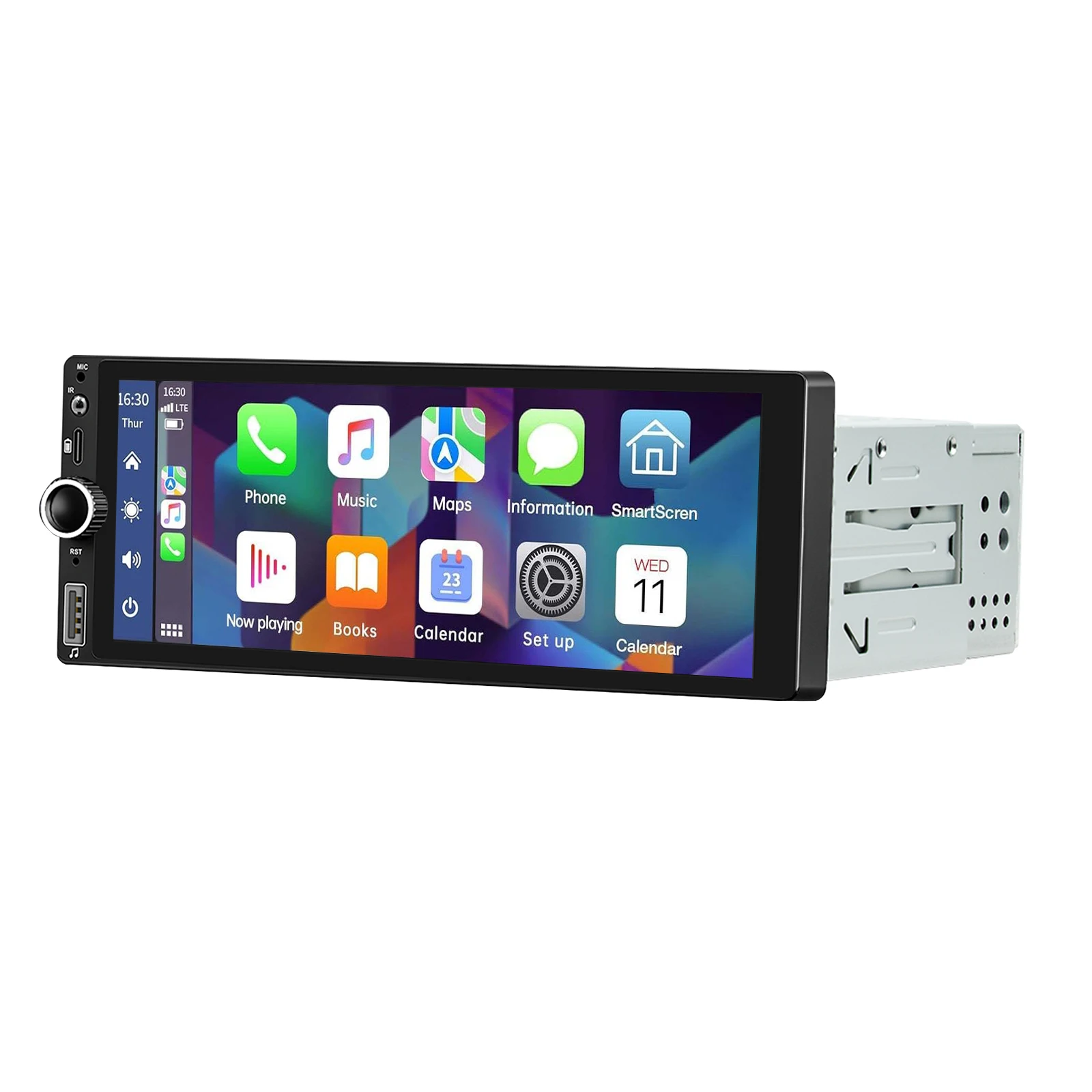 ESSGOO Enkele 1 DIN 6.86 "Android 14 6 + 128G Universele autoradio Radio CarPlay Android Auto BT USB Type-C 4G Wifi AM FM GPS Navi - afbeelding 2