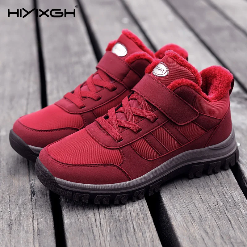 Winter High-Top Cotton Shoes Female Fleece-lined Warm Hiking Boots Middle-Aged and Elderly Leisure Sneaker Male view 5