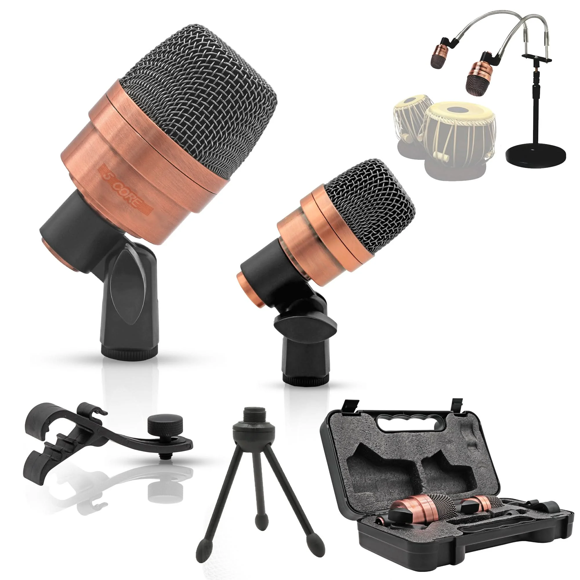 

5 Core Tabla Mic Indian Instrument Microphone Set for Bayan Dayan Dholak Mic for Studio Stage Temple