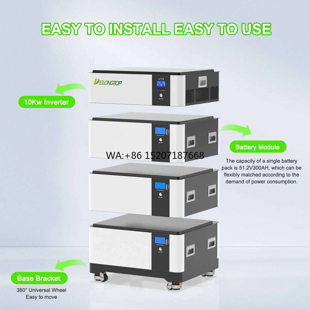 With 10kw Inverter for 48V Home Solar Storage System All in One Stackable 51.2v 15kwh 30kwh 45kwh LiFePO4 Batteries