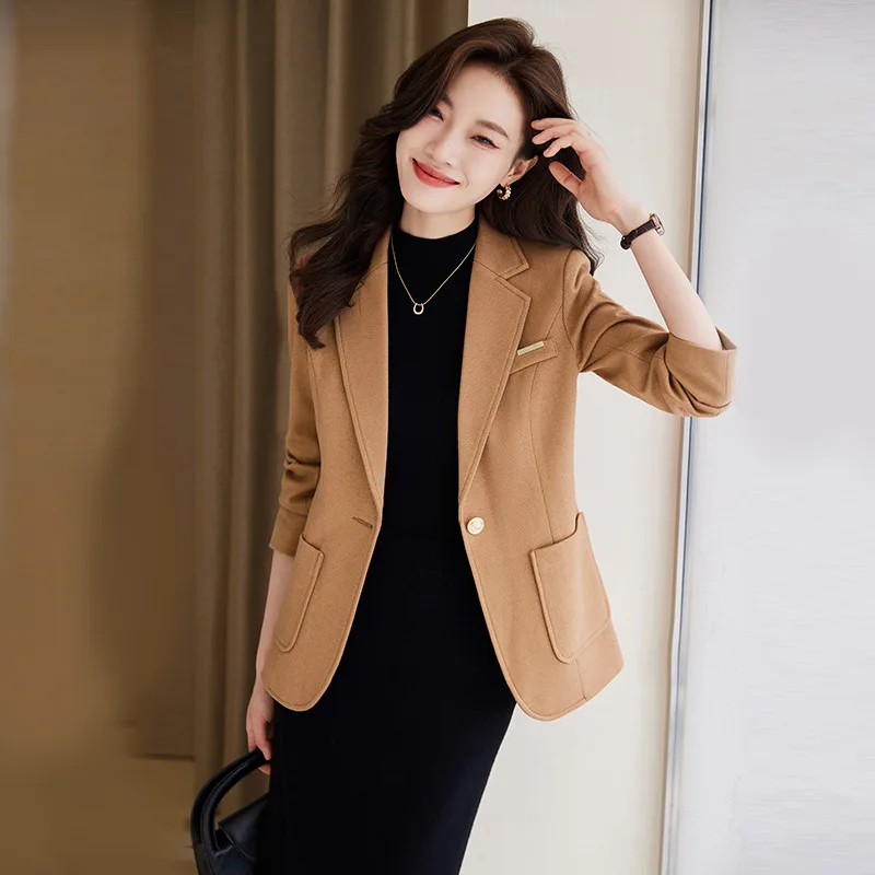 Woolen jacket women's 2023 autumn slim temperament high sense casual short small professional suit top