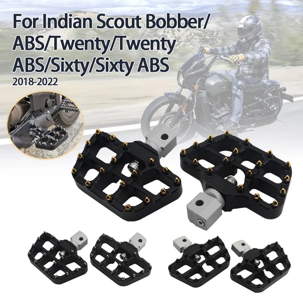 

Motorcycle Front Foot Controls For Scout Bobber Sixty Twenty ABS 2018-2022 Adjustable Foot Pegs Rotatable Foot Rest Footpegs