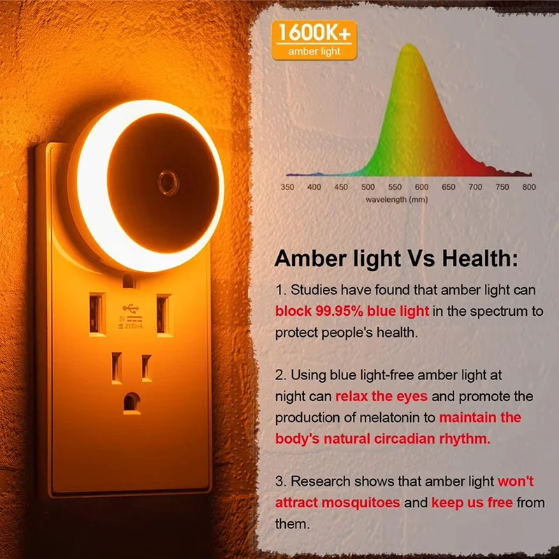 Led Round Plug In Wall Night Lamp Smart Night Sensor Bathroom Home Kitchen Hallway Staireway Bedroom Portable Night Light