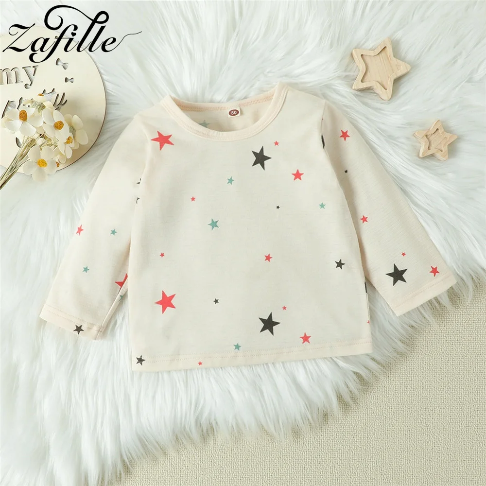 ZAFILLE 2Pcs Baby Boys Clothes Set Stars Print Top+Solid Overalls Cute Kids Toddler Costume Autumn Baby Outfit Children Clothing