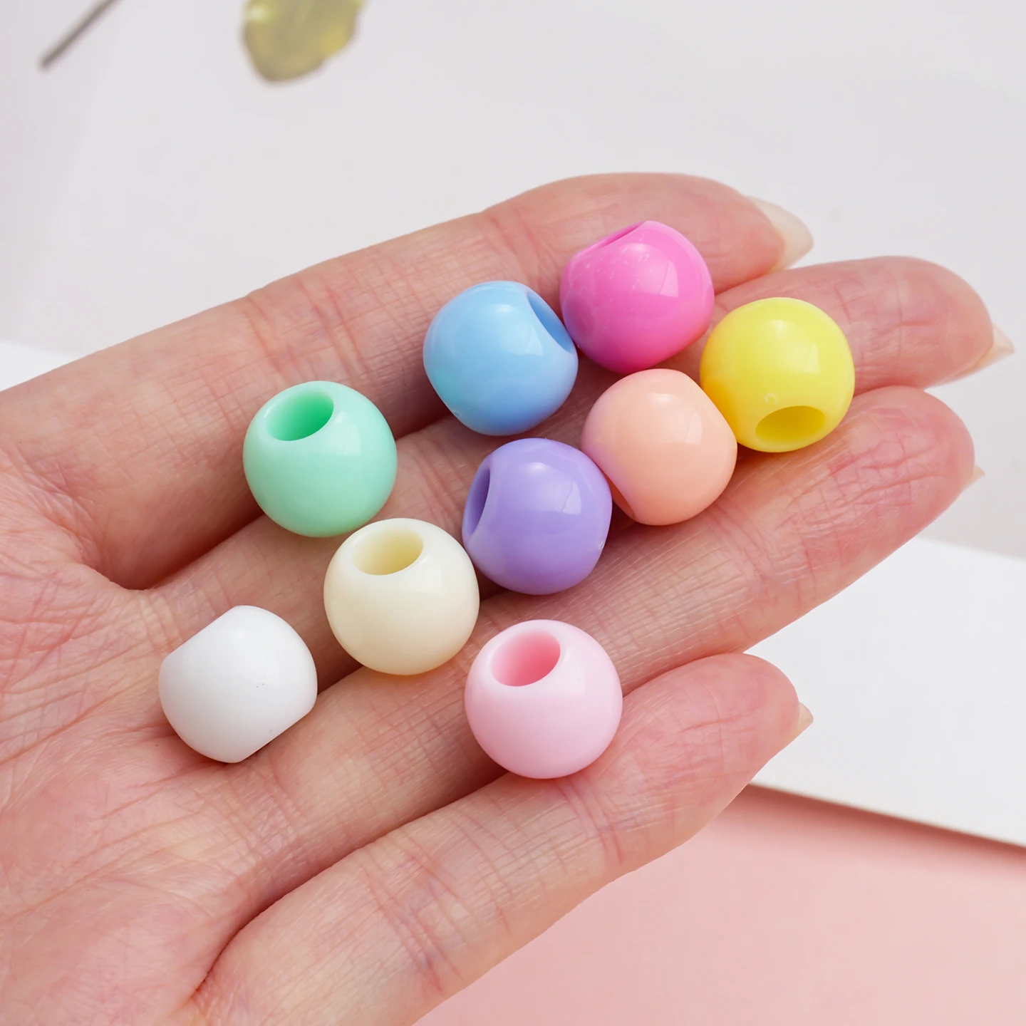 50/100 szt. Kolorowe akrylowe koraliki z dużym otworem 10/12 mm, koraliki dystansowe do samodzielnego tworzenia kolczyków, łańcuszków do telefonów, naszyjników, materiały do wyrobu biżuterii