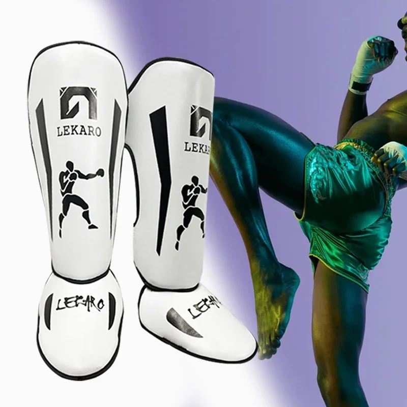 1 Pair Lekaro Adult Professional Boxing Fighting Shin Guards Muay Thai Mma Shin Guards Taekwondo Free Fighting Leg Protection