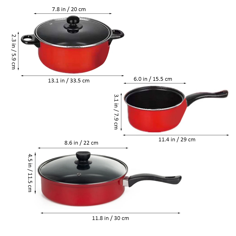 

3 Pcs Cooking Accessories Frying Pan Soup Pot Milk Pan Kitchen Utensil Non Stick Practical Cooking Tool Kitchen Utensil Gift