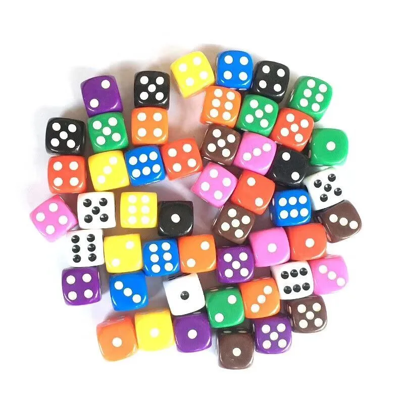 10Pcs High Quality 16mm Multi Color Six Sided Spot D6 Playing Games Dice Set Opaque Dice For Bar Pub Club Party Board Game