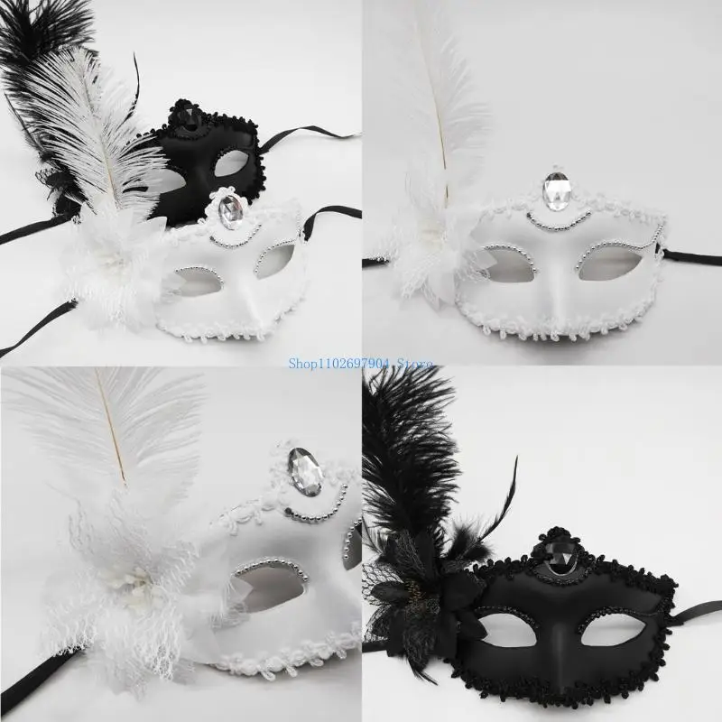 

N7YF Performance Mask Costume Lady Half Face Sexy Halloween Carnival Mask