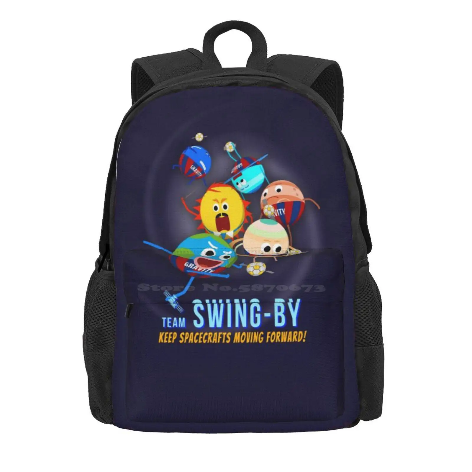 Team Swing-By Hot Sale Schoolbag Backpack Fashion Bags Spacecraft Science Planets Solar System Swing By Gravity Astrophysics