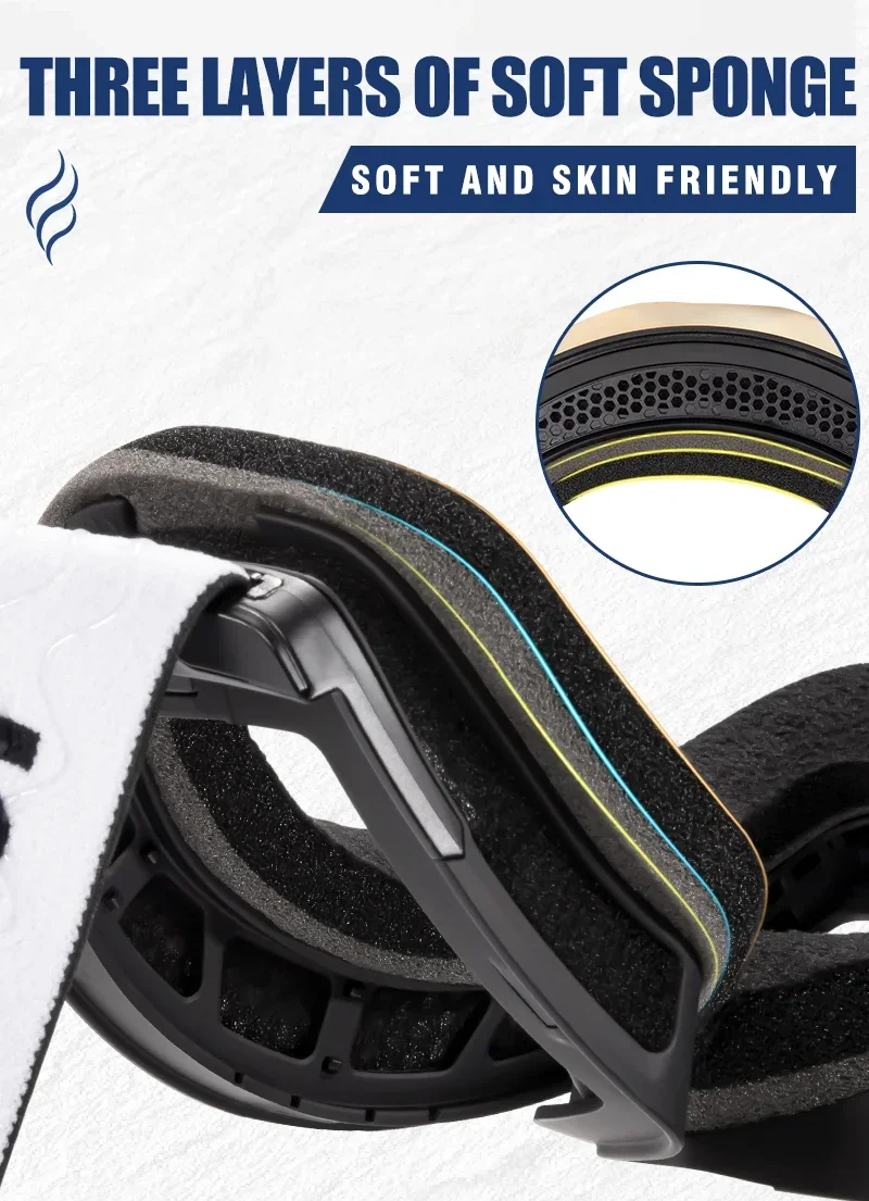 Kapvoe Photochrome Skibrille, magnetische Antibeschlaggläser, UV400-Schutz, für Herren und Damen, Skibrille, Schnee-Sonnenbrille, Sportbrille – Detail 11