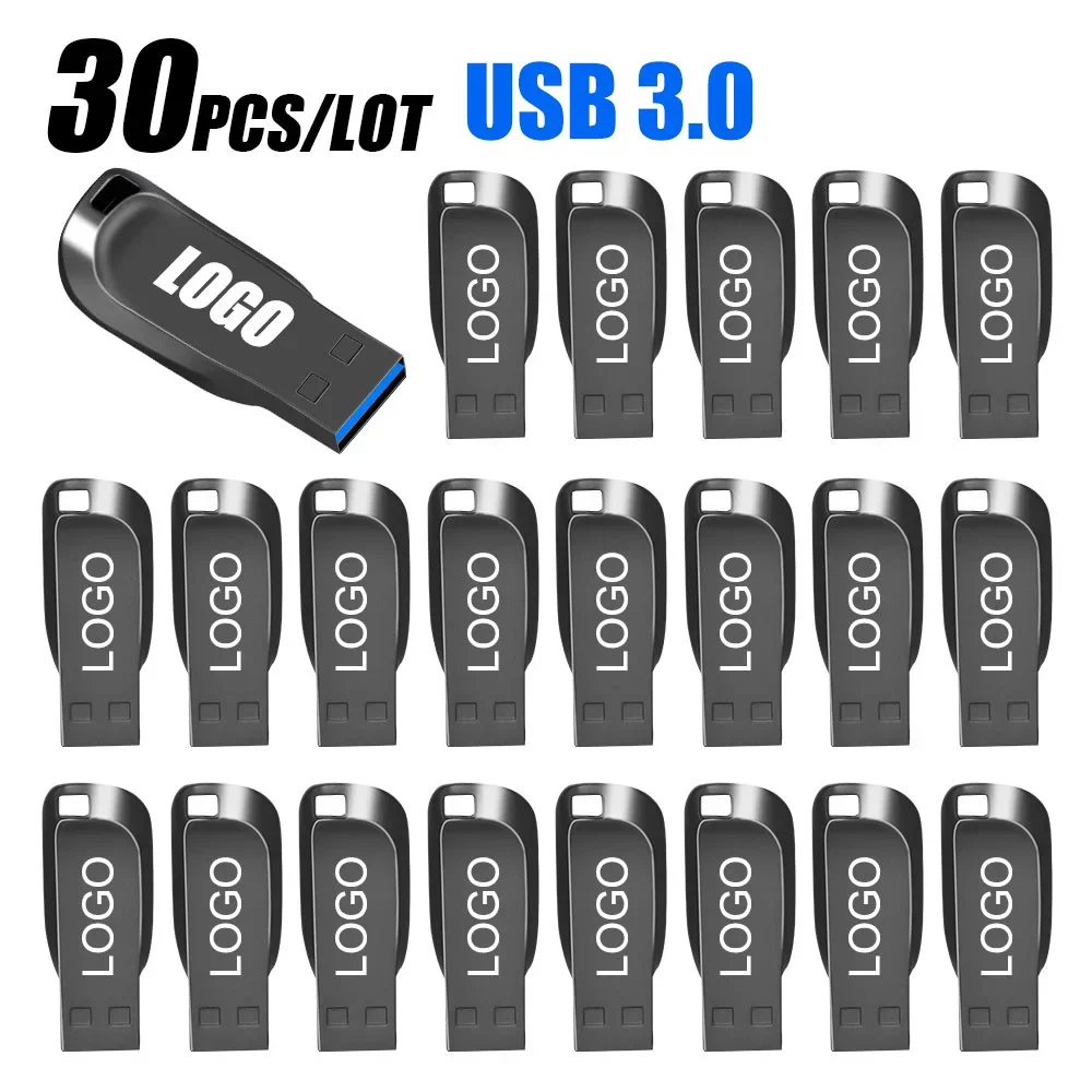 30pcs/lot Car music USB flash drive USB3.0 Black Flash Drive 8GB 16GB Memory Stick 32GB 64GB Pen Drive U Stick Free Logo флешка