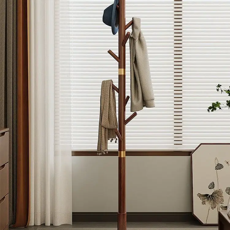 رف معطف من الخشب الصلب لغرفة النوم من الأرض إلى السقف رف ملابس مكتب منزلي جديد على الطراز الصيني ملابس عمودية