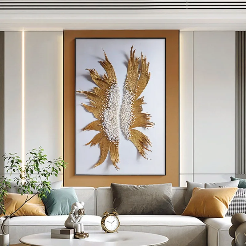 Premium Handmade Pearl Inlay Wall Art, 3D Object Decor Painting, Modern Light Luxury Mural for Living Room, Corridor & Entryway