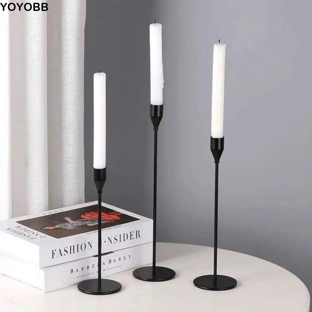 

3Pcs High Footed Metal Candle Holders Creative Cup Flat Bottom Luxury Candlestick Decorative Rust-proof Wedding Candle Stand