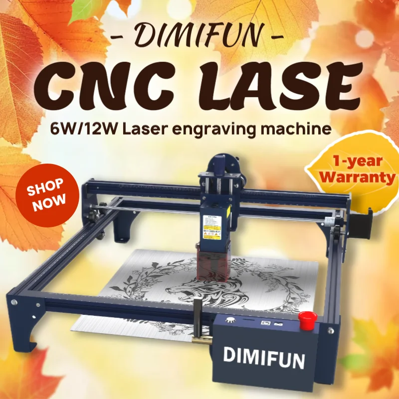 DIMIFUN 6W/12W Taglierina e incisore laser CNC fai-da-te adatti per regali natalizi e creazioni personalizzate su legno, pelle e vetro