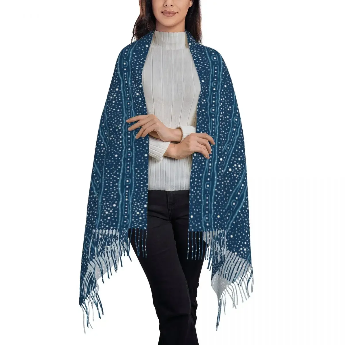 Whale Shark Pattern Scarf Tassel Scarves Women Soft Warm Shawls and Wraps Large Fall Winter Shawl Wrap