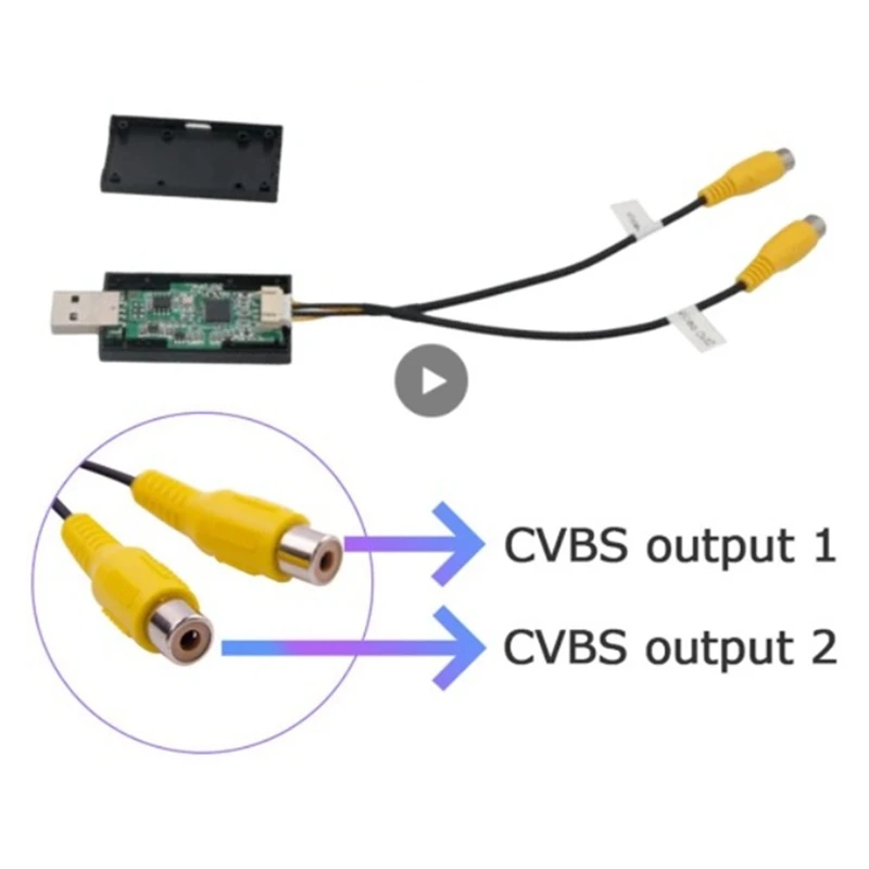 Car Car Video Output Box USB Port To CVBS Adapter Portable RCA Video Output Cable 2 CVBS Output For Android