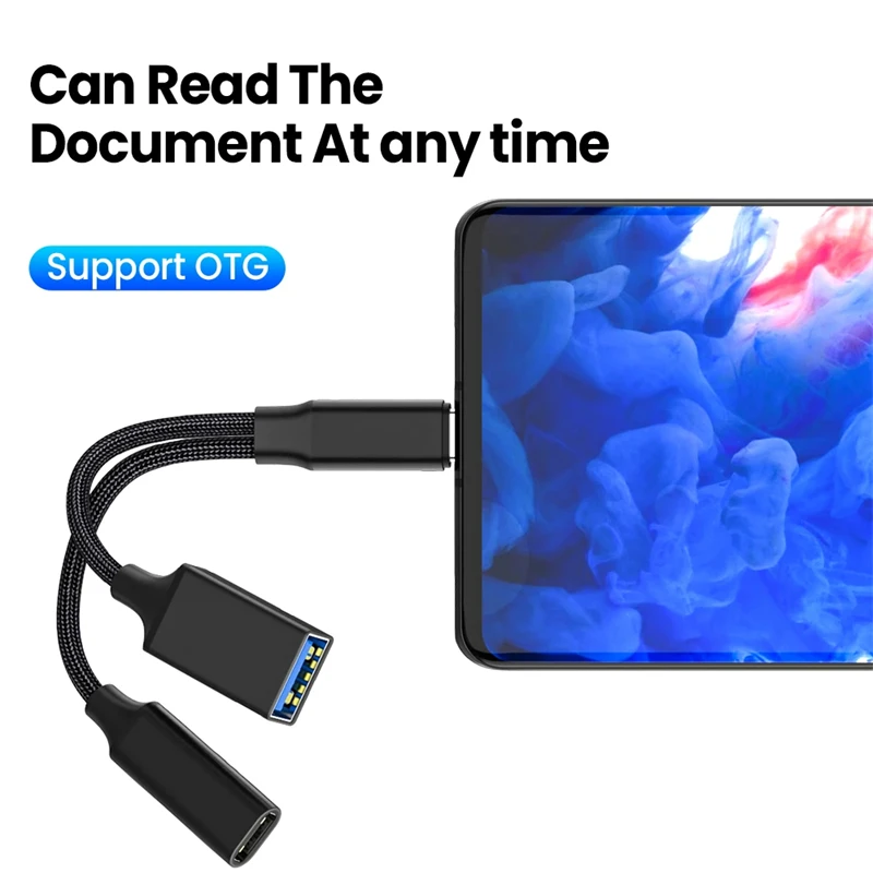 2-в-1 USB C OTG кабель адаптер для телефона Тип C штекер-USB C гнездо двойной порт USB сплиттер адаптер для Samsung Xiaomi