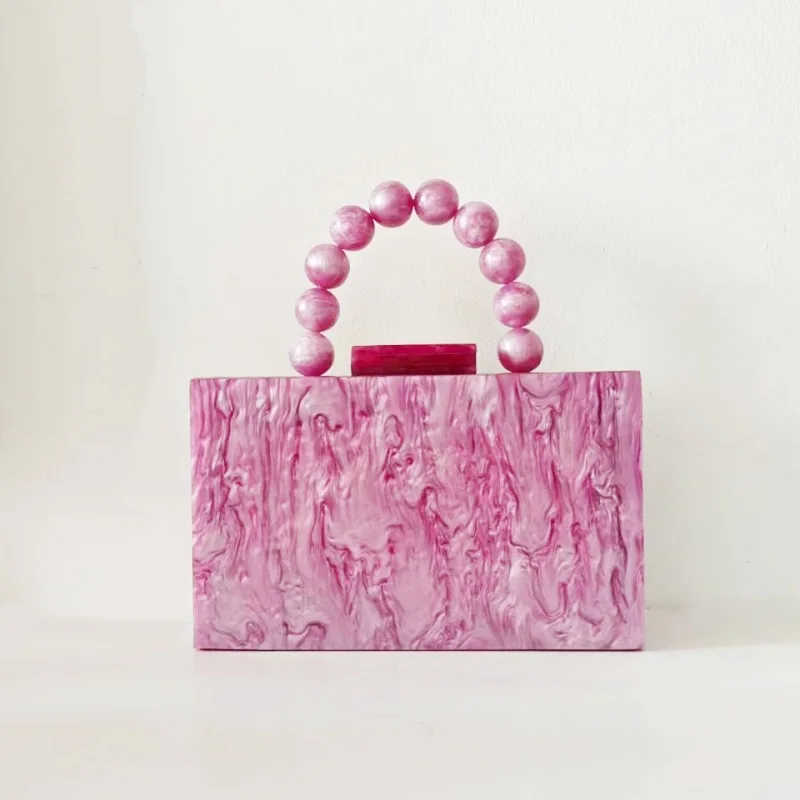New acrylic bag beads portable shoulder messenger chain box bag dinner bag