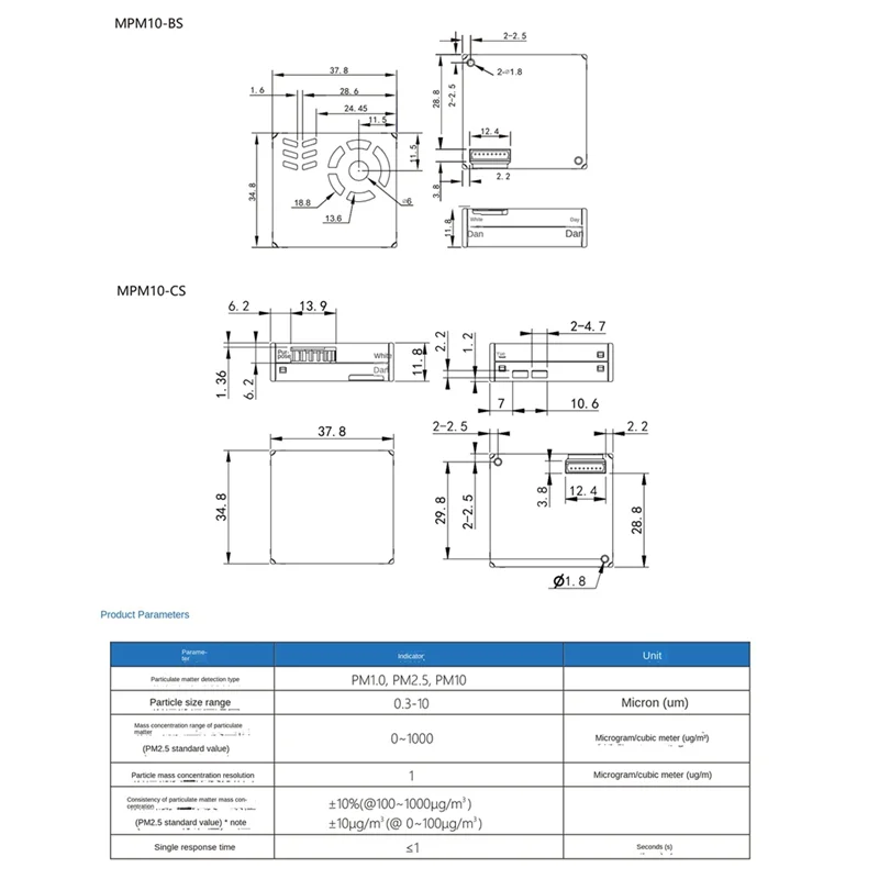 

L72A-MPM10-AG PM2.5 Модуль лазерного датчика частиц пыли обнаруживает обнаружение качества газа и воздуха Plantower для очистителя