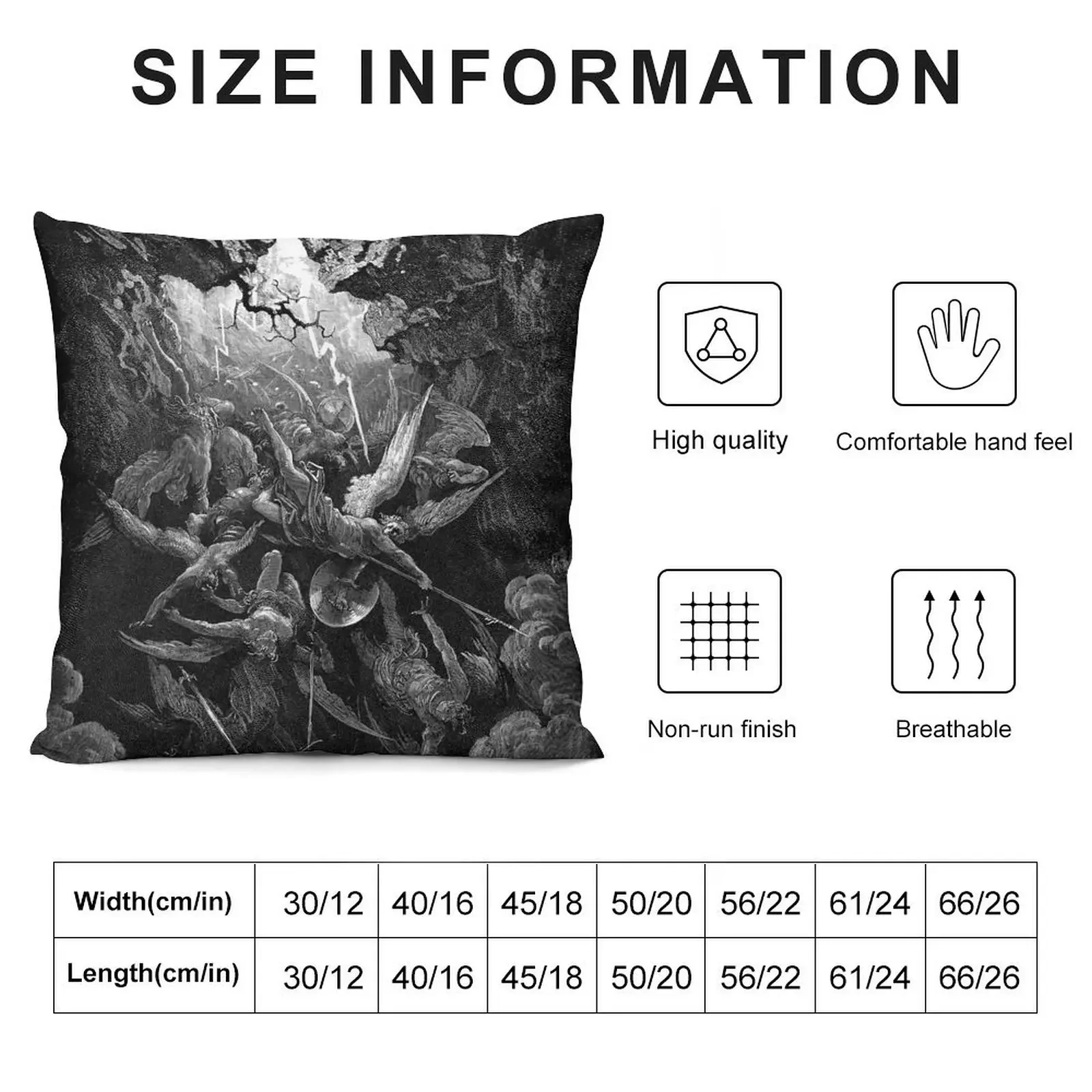 Lithograph - Gustave Doré - Paradise Lost - The Mouth of Hell John Milton Throw Pillow pillowcases for sofa cushions pillow