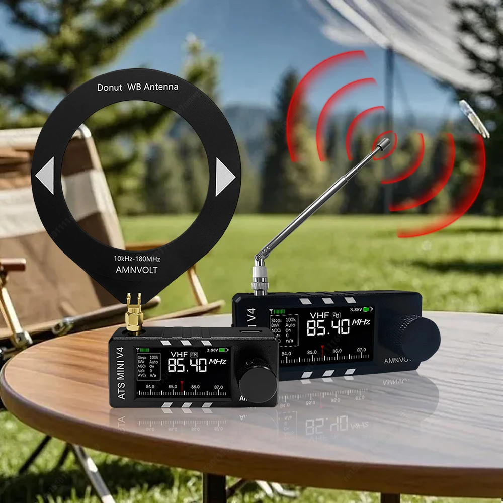 

Портативное AM/FM-радио AMNVOLT V4 ATS MINI с усилителем для наушников, приемник Si4732 DSP для прогулок, походов и кемпинга