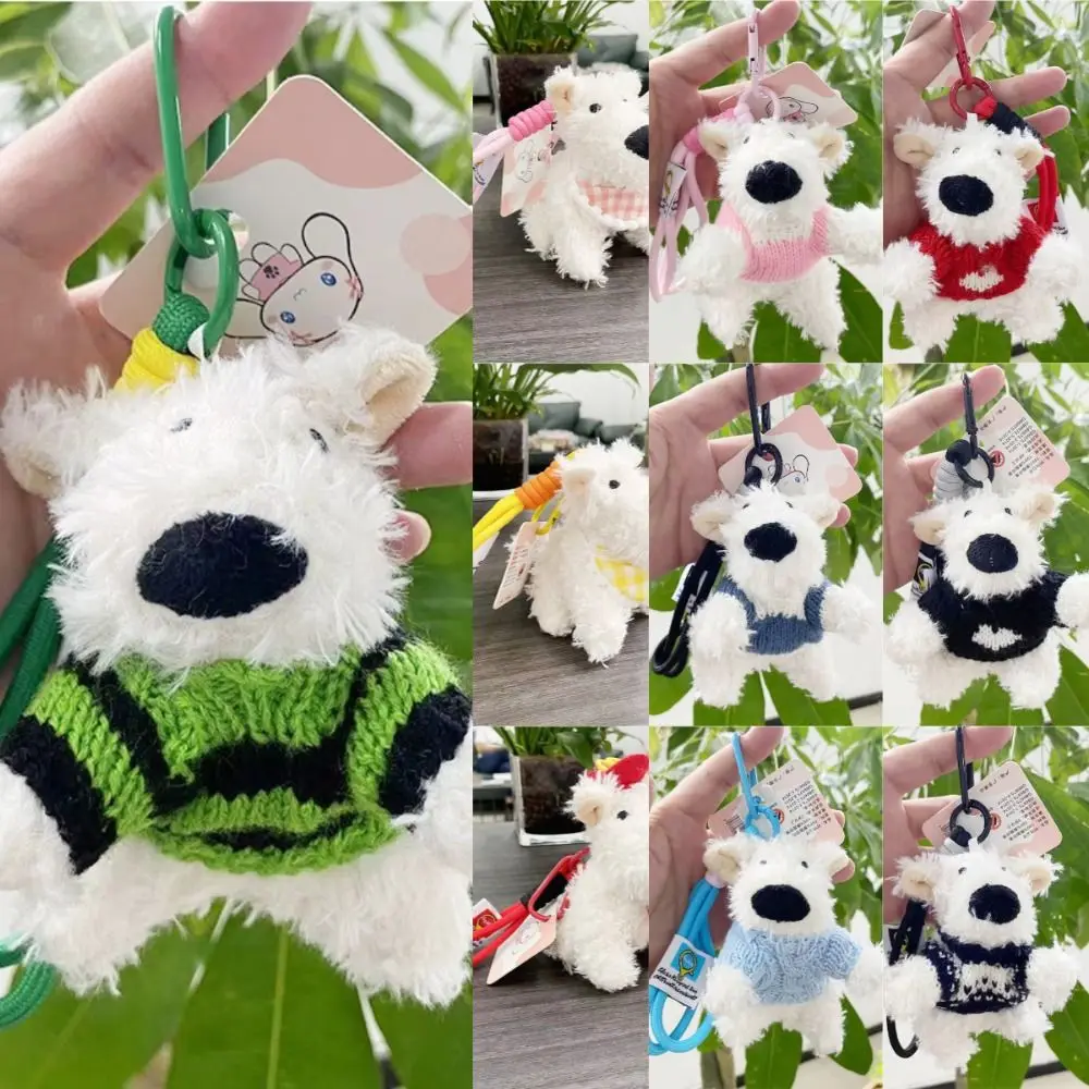 Western Highland Dog Keychain Bag Accessories Hangings Ornament Mobile Phone Pendant Cute Plush Hangings Car Keys Accessories