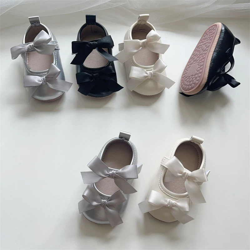 Spring Autumn Baby Girls Shoes Newborn Birthday Party Bow Princess Shoes Non-slip Soft Sole Toddler Kids Infant Walking Shoes