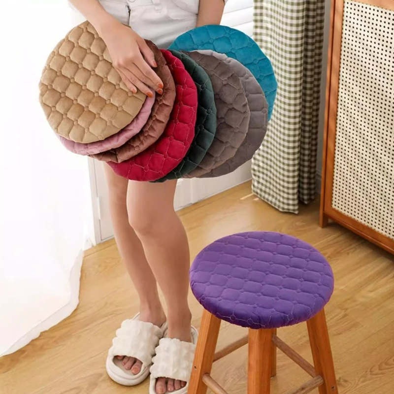 Thickening Solid Color Elastic Round Stool Covers Universal Bar Counter Lifting Chair Cover Soft Anti Dirty Dining Stool Covers