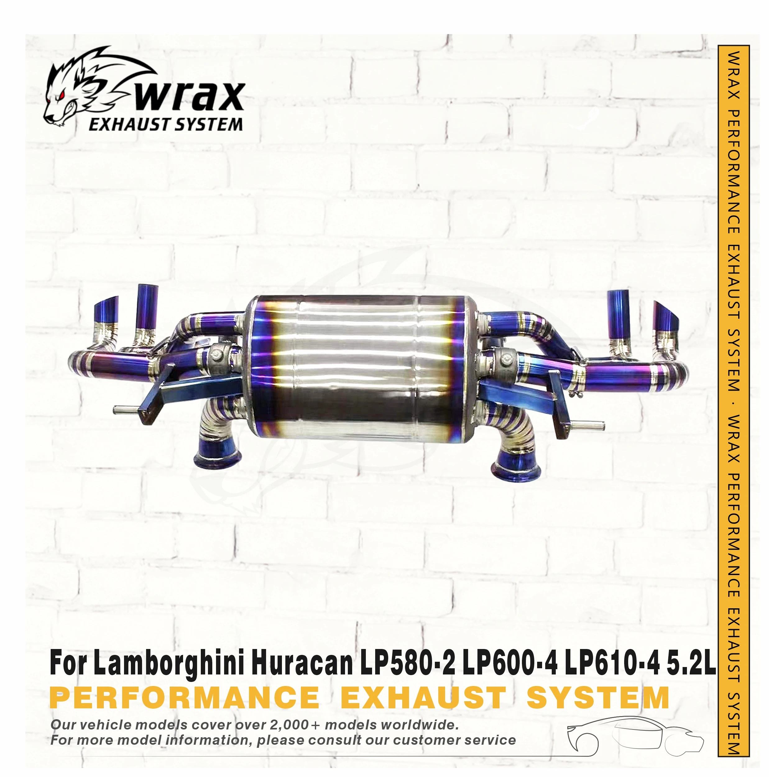 

WRAX Aggressive Sound Titanium Alloy Catback for Lamborghini Huracan LP580-2 LP600-4 LP610-4 5.2L V10 2014+ Adjustable Valve