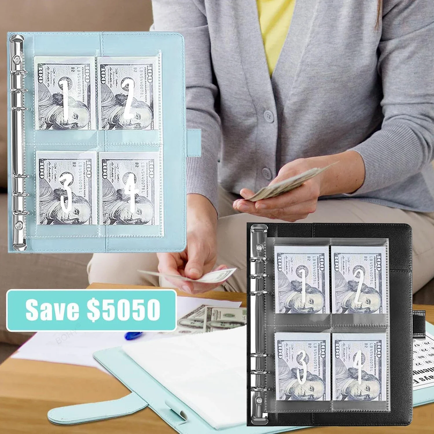 Imagem -04 - Money Saving Budget Binder com Dinheiro Fácil e Divertido Money Saving Saving Challenge a5 5050 100 Envelopes