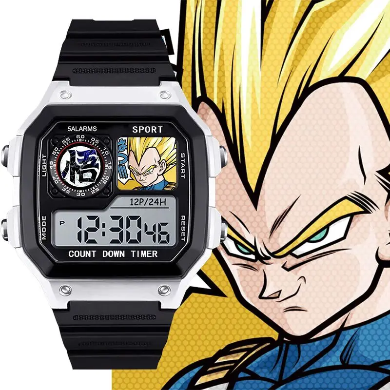 Dragon Ball Children's Watch Digital Display Waterproof and Anti-Fall Chronograph Sports Alarm Clock Gogeta Vegeta Holiday Gift