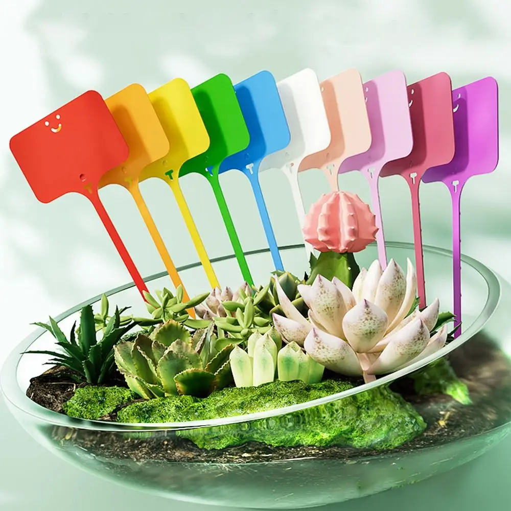 100Pcs Solid Color T-type Sign Tags Garden Plant Labels Colorful Plastic Plant Markers Garden Decoration Waterproof Name Tag