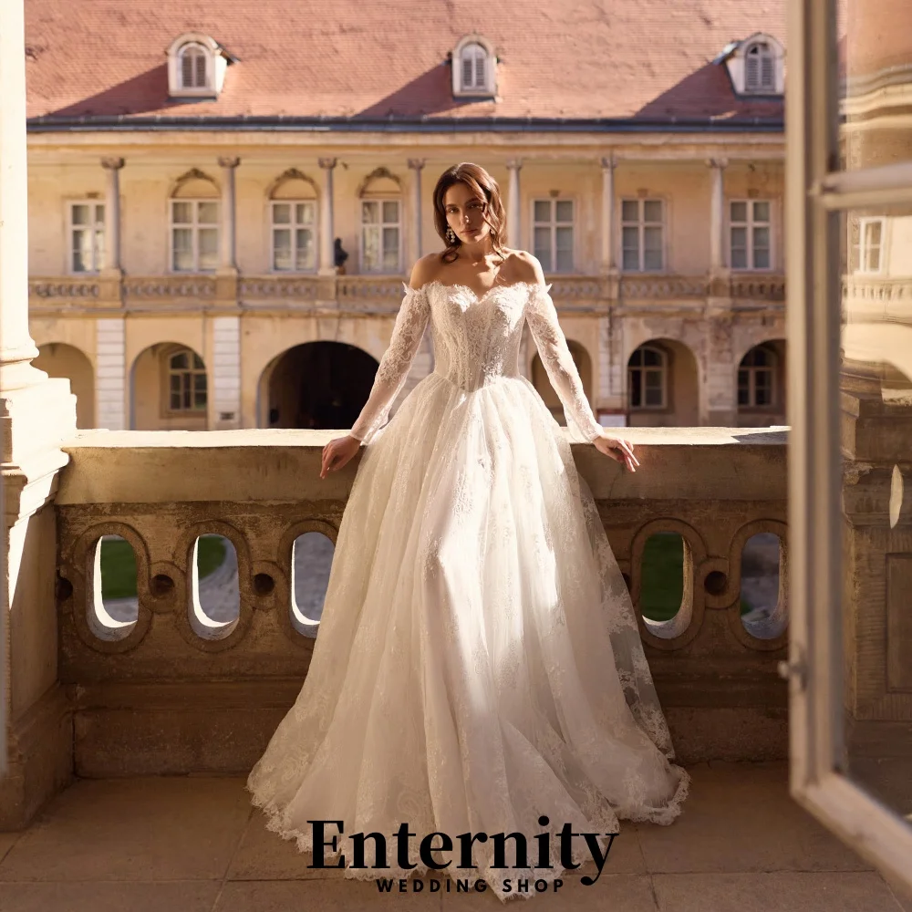 

Customized Three Quarter Wedding Dresses Sweetheart For Women Charming Simple Tulle Lace Applique Bridal Gowns Vestidos De Novia