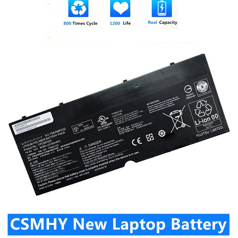 

CSMHY New FPCBP425 FMVNBP232 14.4V 45Wh 3150mAh Laptop Battery For Fujitsu Lifebook U745 T935 T904U Series FPB0315S