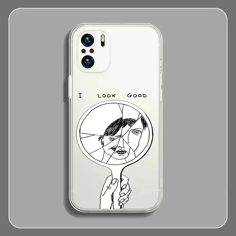 David Shrigley Visual Arts Phone Case For Xiaomi 11 Redmi Note 11 5G 8T 9A 9 10T Note8Pro Note9 12SUltra Transparent Case