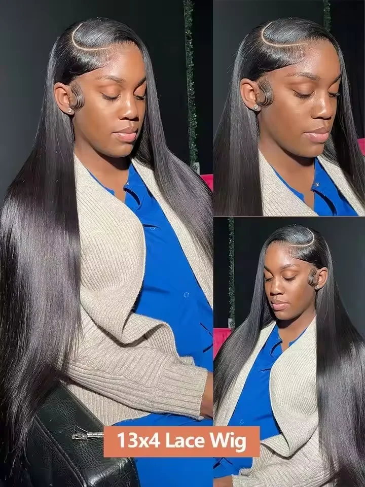 42 بوصة 13x4 الدانتيل الجبهة الباروكات شعر الإنسان قبل قطعها للنساء 200 الكثافة مستقيم الدانتيل الباروكات الأمامية شعر الإنسان مع شعر الطفل #4