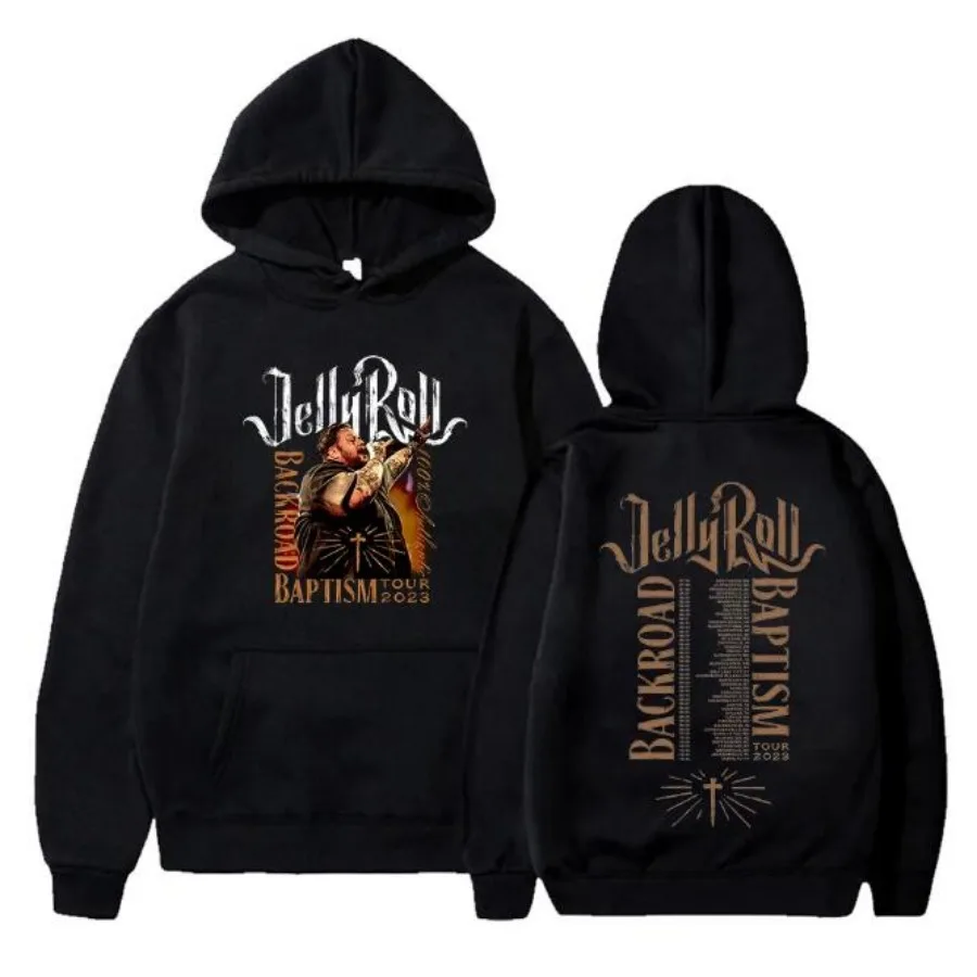 Jelly Roll Backroad Baptism Tour Funny Hoodie Hip Hop Graphic Sweatshirts Poleron Hombre Unisex Streetwear Harajuku Tracksuit