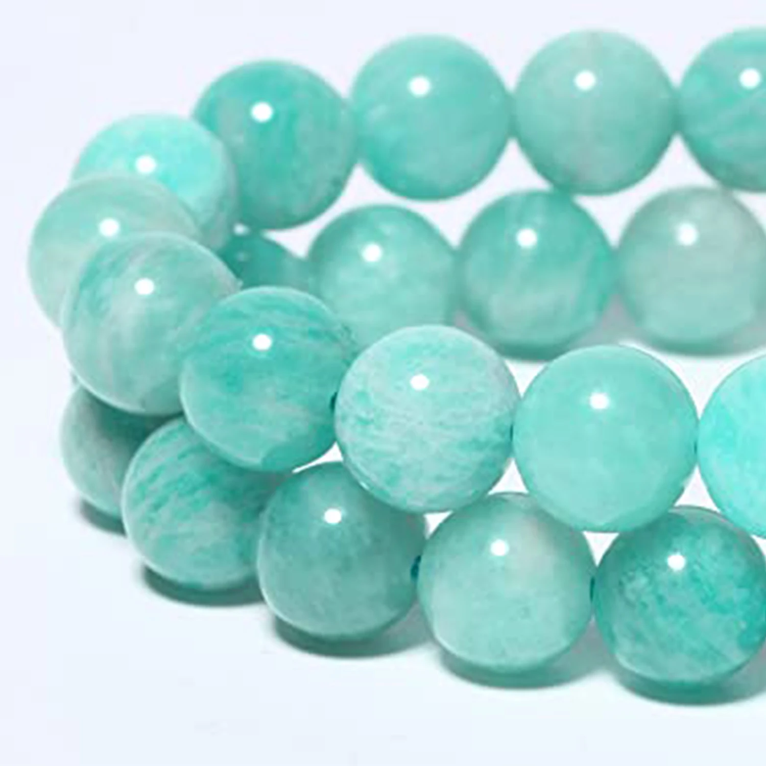 Natural Amazonite Gems Rodada Beads, Loose Beads para Fazer Jóias, Pulseira DIY, Beading Acessórios, 6mm, 8mm, AAA +