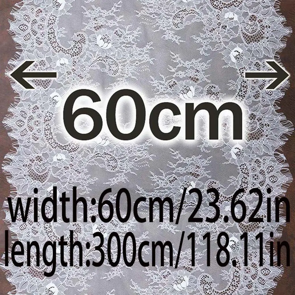 Picture 7: (3 Meters/Lot) 60cm Floral Embroidered Eyelash Lace Ribbon Clothing Accessories Lace Material Handmade DIY Craft Fabric