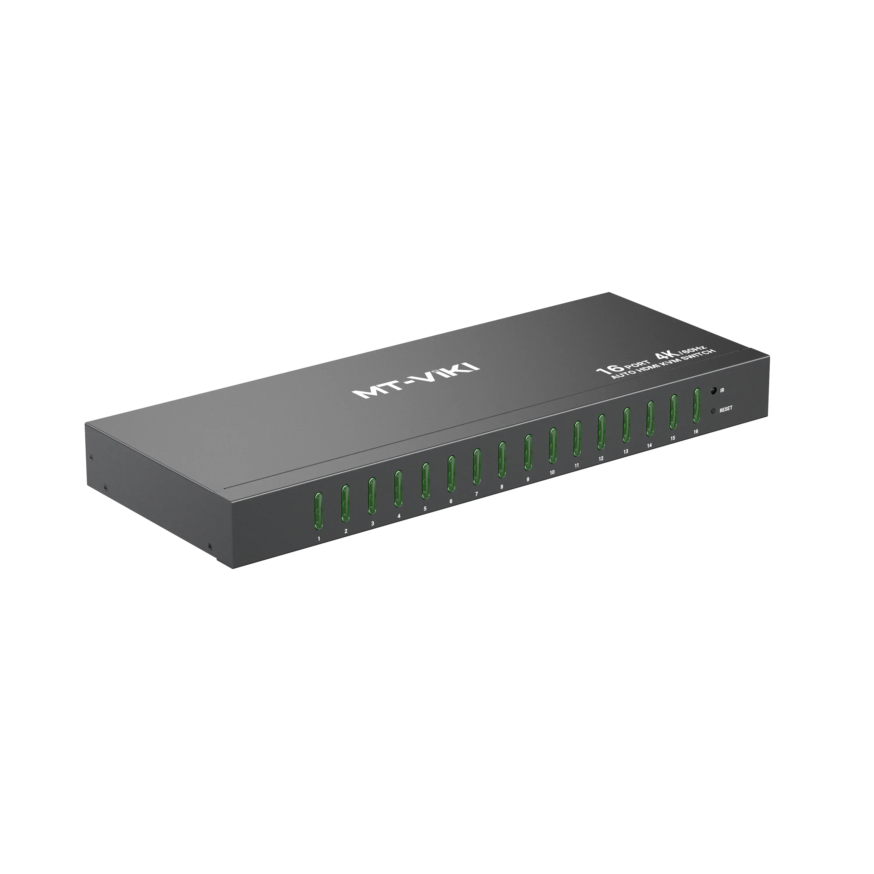 

In stock MT-VIKI 4K@60Hz 16 Port KVM Switch HDMI W/3.5mm Audio, 1U Rack Mount KVM HDMI Switcher, Support Button/Hotkey/IR Remote