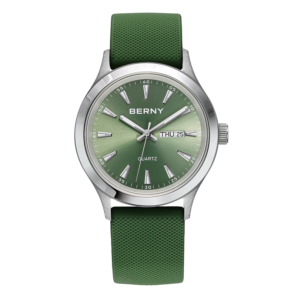 BERNY Uhren für Herren, 40 mm, leuchtende Eleganz, Kleid, Quarzuhr, Kalenderwoche, luxuriös, wasserdicht, lässig, Business-Herren-Armbanduhr