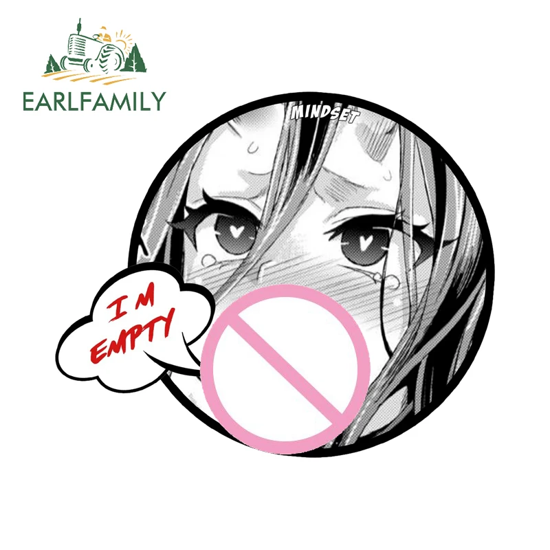 EARLFAMILY أنا فارغ مثير الوجه سيارة ملصق Ahegao الرسومات أنيمي الكمبيوتر المضيف غطاء خزان الوقود ملصق مائي عالية الجودة ديكور الكمبيوتر المحمول